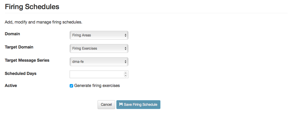 Firing Schedule Editor Page
