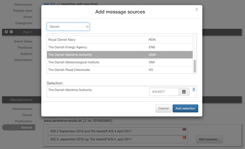 Message Editor Sources Field