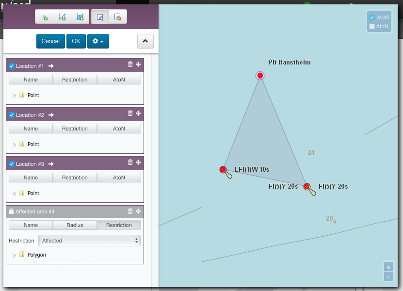 Position Editor Affected Area