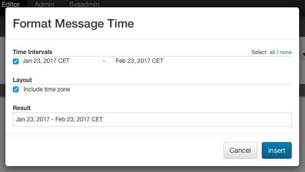 Format Message Time Dialog