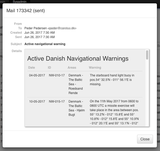 Mail Details Dialog