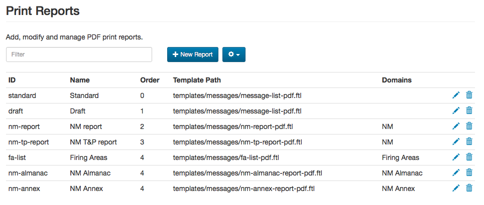 Print Reports Page