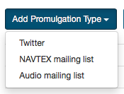 Promulgation Types Add Button